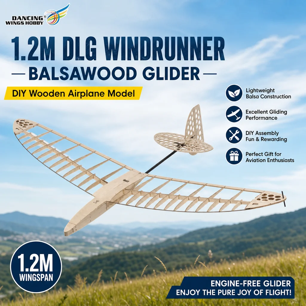 DW Hobby FD12 Windrunner 1.2M DLG Kit – 47in Balsa Hand Launch Glider ARF
