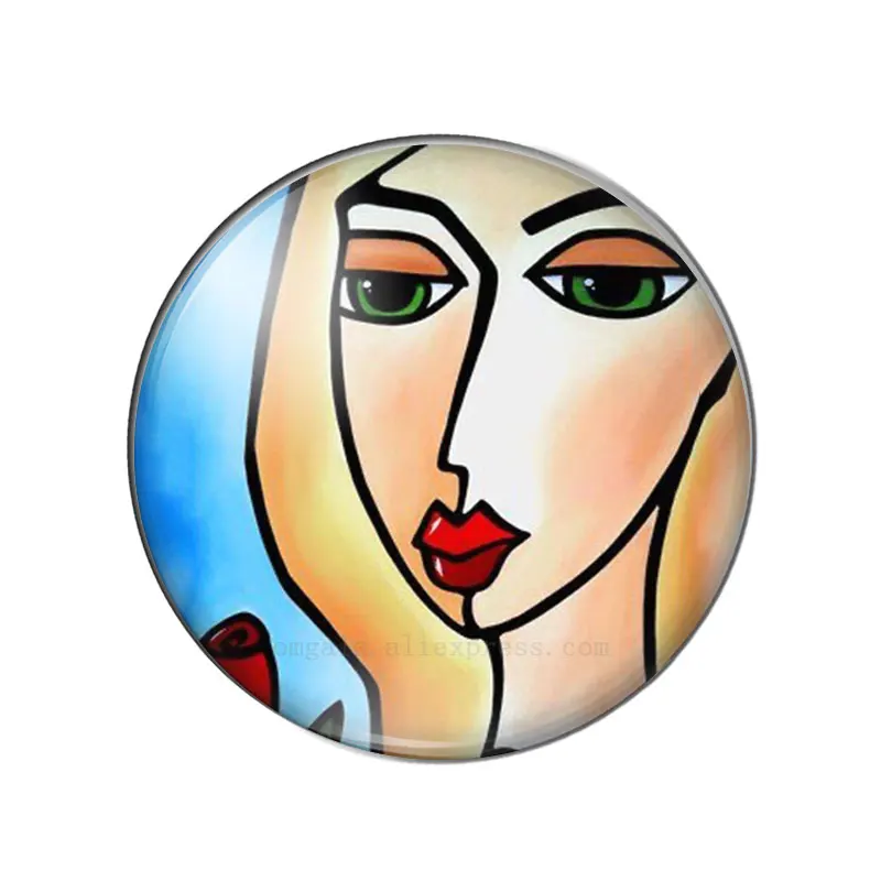 Art Color Abstract Women Face 10pcs 10mm/12mm/14mm/16mm/18mm/20mm/25mm Round photo glass cabochon demo flat back Making findings