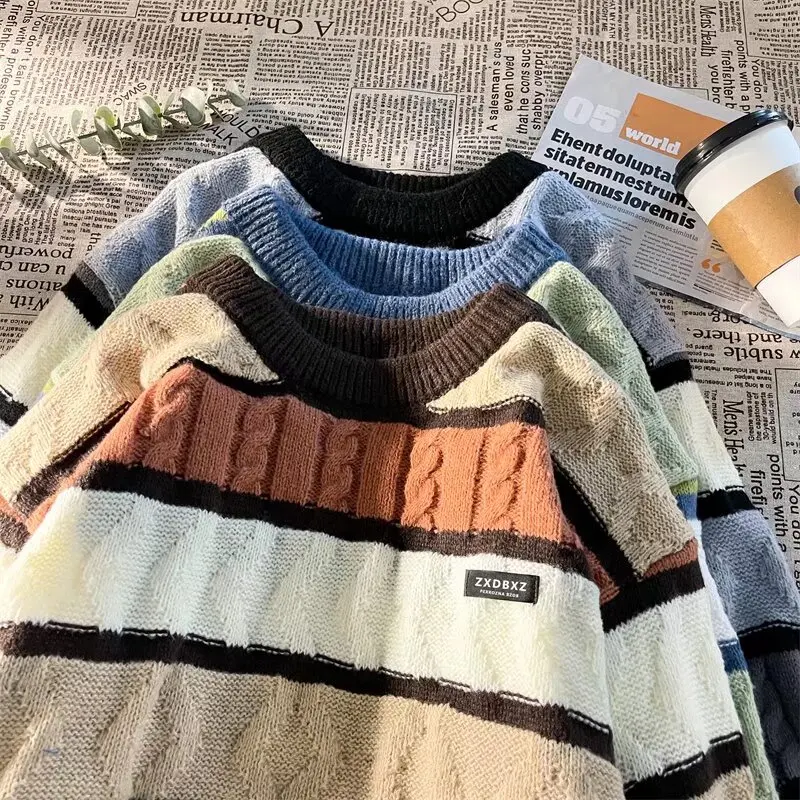 سترة رجالية محبوكة بتصميم أمريكي عتيق فضفاضة، هودي كبير الحجم مريح وقابل للتنفس للخريف والشتاء، مقاس كبير يصل إلى 250 رطلاً