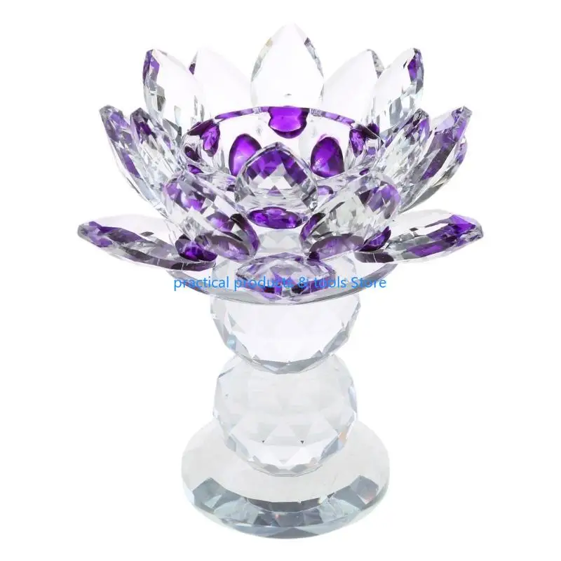 77JB كرة مزدوجة كريستال لوتس زهرة حامل شمعة بوذا معبد ديكور زخرفة للمنزل مهرجان زفاف ديكور طاولة حفل زفاف #1