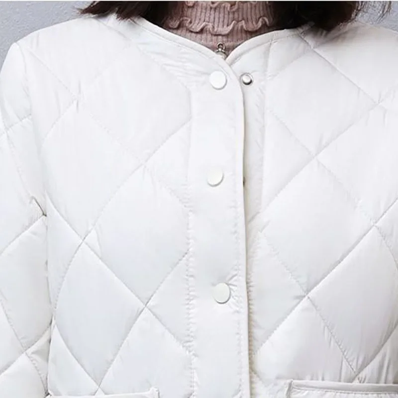 Parka Women Slim Short Coats Jackets 2023 Winter Cotton-Padded Single Breasted Splicing Frivolous Warm Skinny Small Parkas Woman