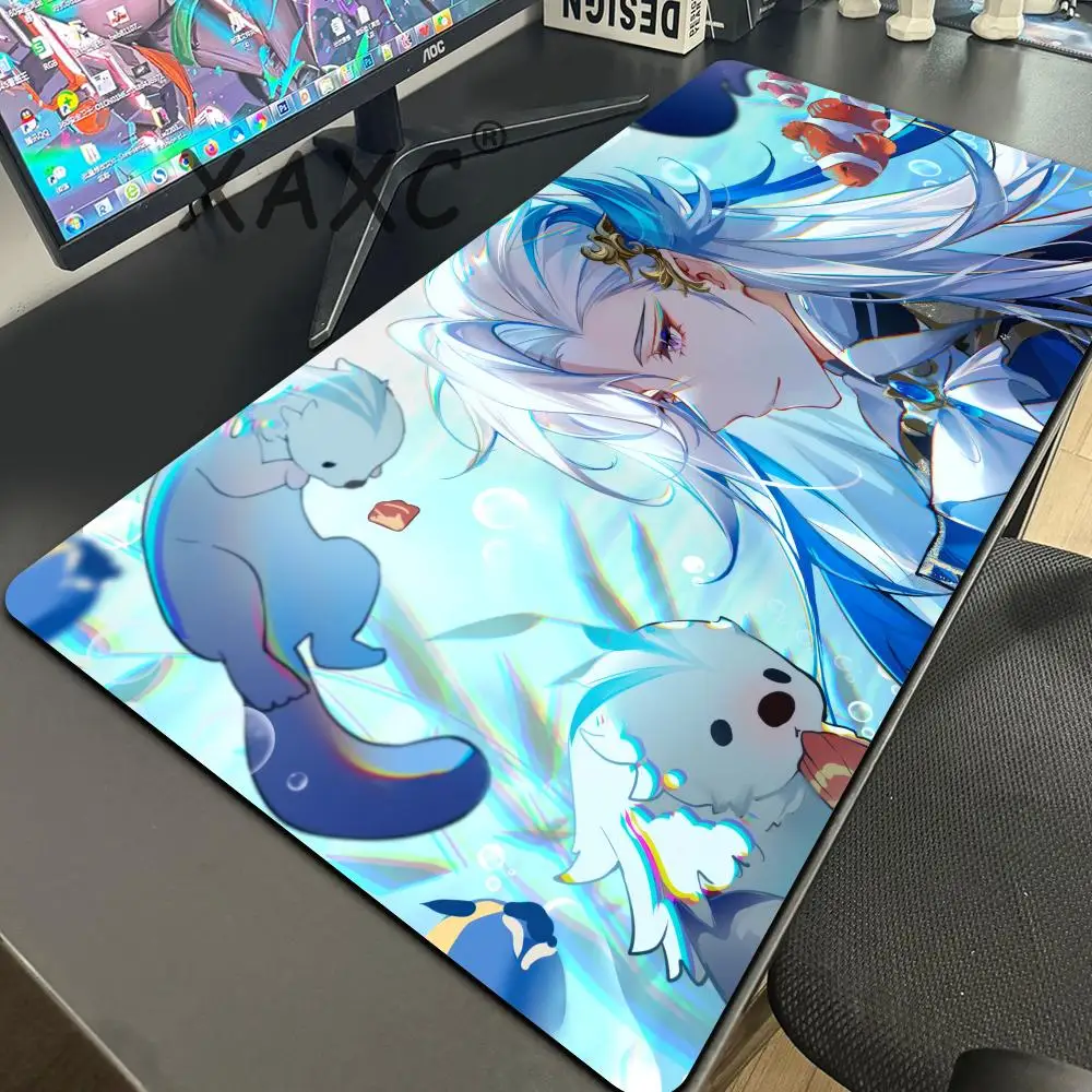 Wriothesley Neuvillette Mouse Pad Genshin Impact Large XXL Mousepad Computer Keyboard Padding Anime Gaming Accessories Desk Mat