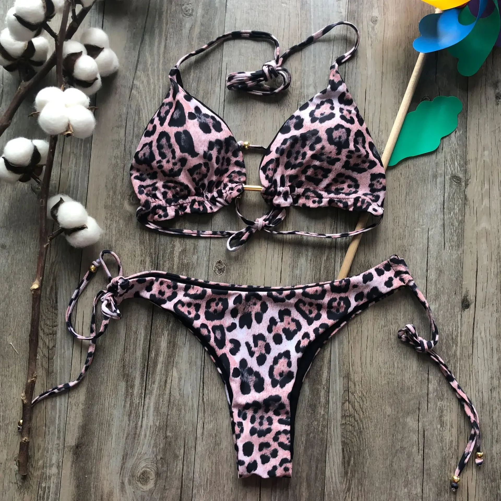 Leopard Printed Biquini Push Up Bikini Set Women's Beachwear 2025 Summer Sexy Fashionable Lingerie Triangle Bathing Suit