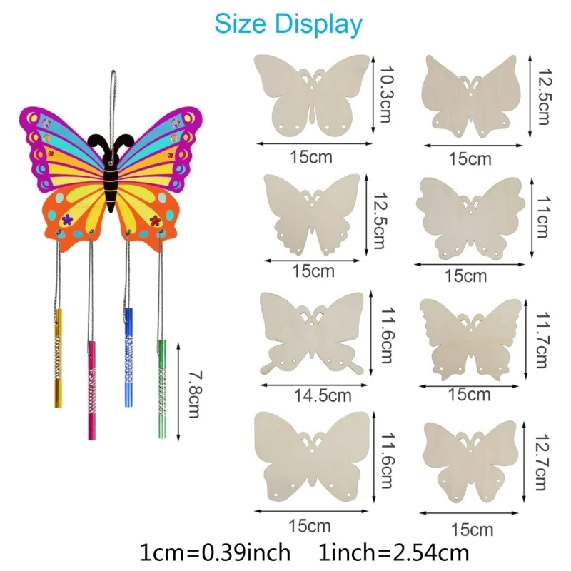 

8PCS Children Fun Wind DIY Kits Creative-Butterfly Wind-bell Art Craft Handmade Pendant for Kindergarten Kids Girl