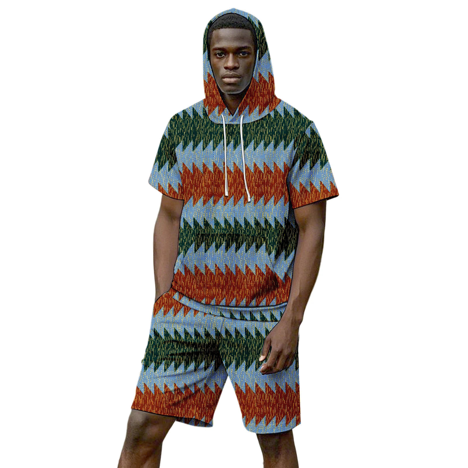 

Men's African 2 Piece Set Short Sleeve Shirt And Shorts Outfits Ankara Traditional Pattern Printed Dashiki Casual Clothing