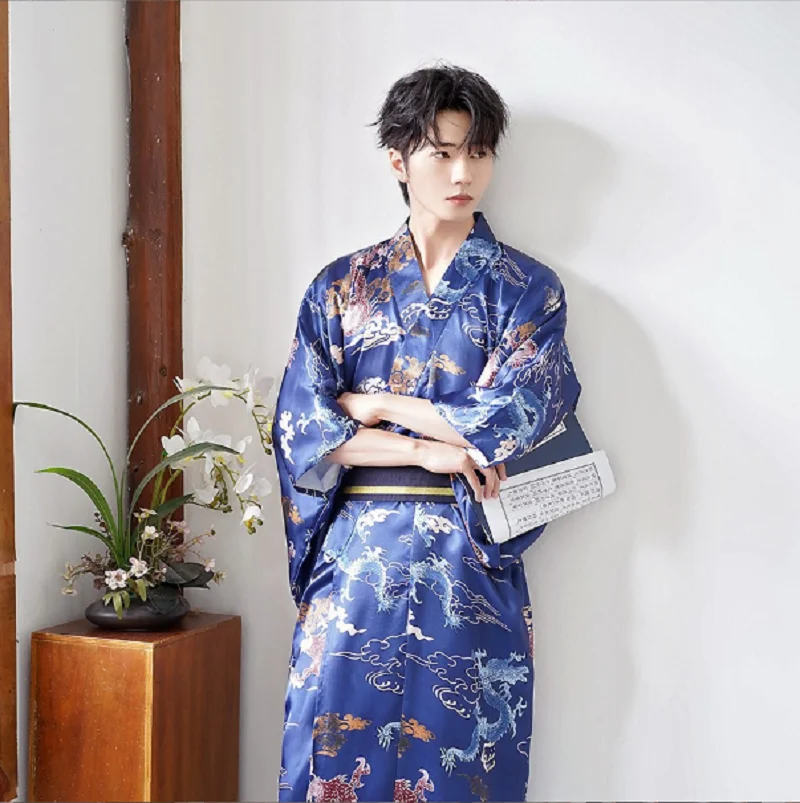2026 New Fashion Chinese Style Men's Robe Gown High Quality Satin Long Pajamas Loose Comfortable Bathrobe Home Sleeping Robes view 3