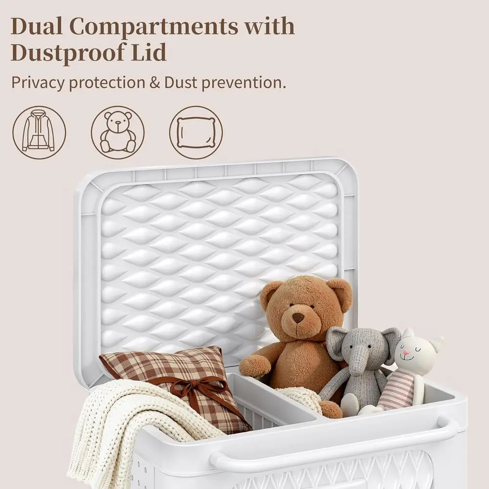 Wheeled Waterproof Outdoor Storage Box for Patio Furniture, Garden Tools, and Pool Supplies, Foldable, White, 19.3x13.8x19.1