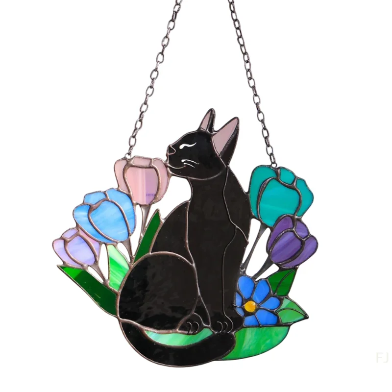 [YU] Niedliche Katzen-Fensterdekoration – Acryl-Fenster-Hängeornament mit Saugnäpfen, lustiges Katzen-Silhouette-Design für Zuhause, Büro