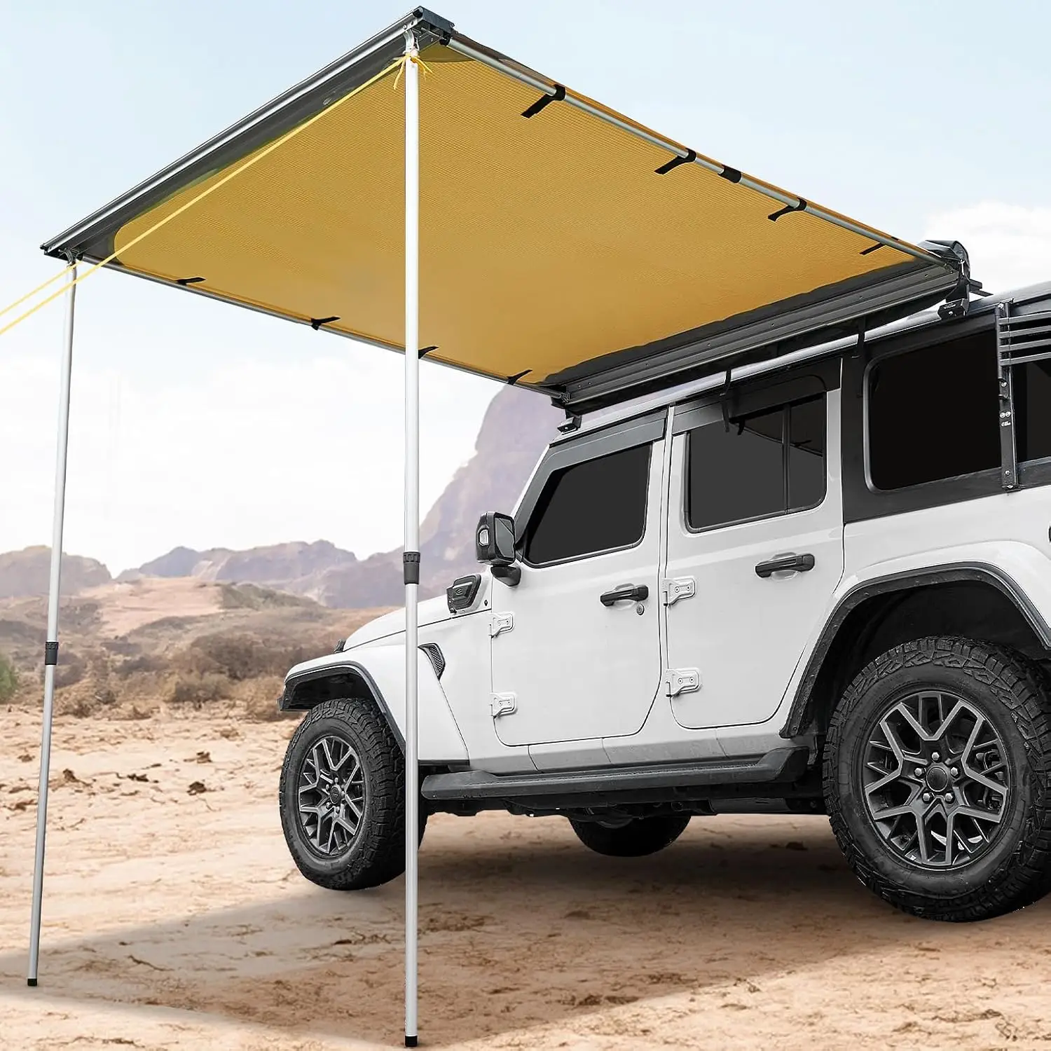 6.6'x8.2' Roof Rack Pull-Out Awning UV50+ Waterproof 4x4 Side Sunshade for Camping Quick Setup SUV Truck Van