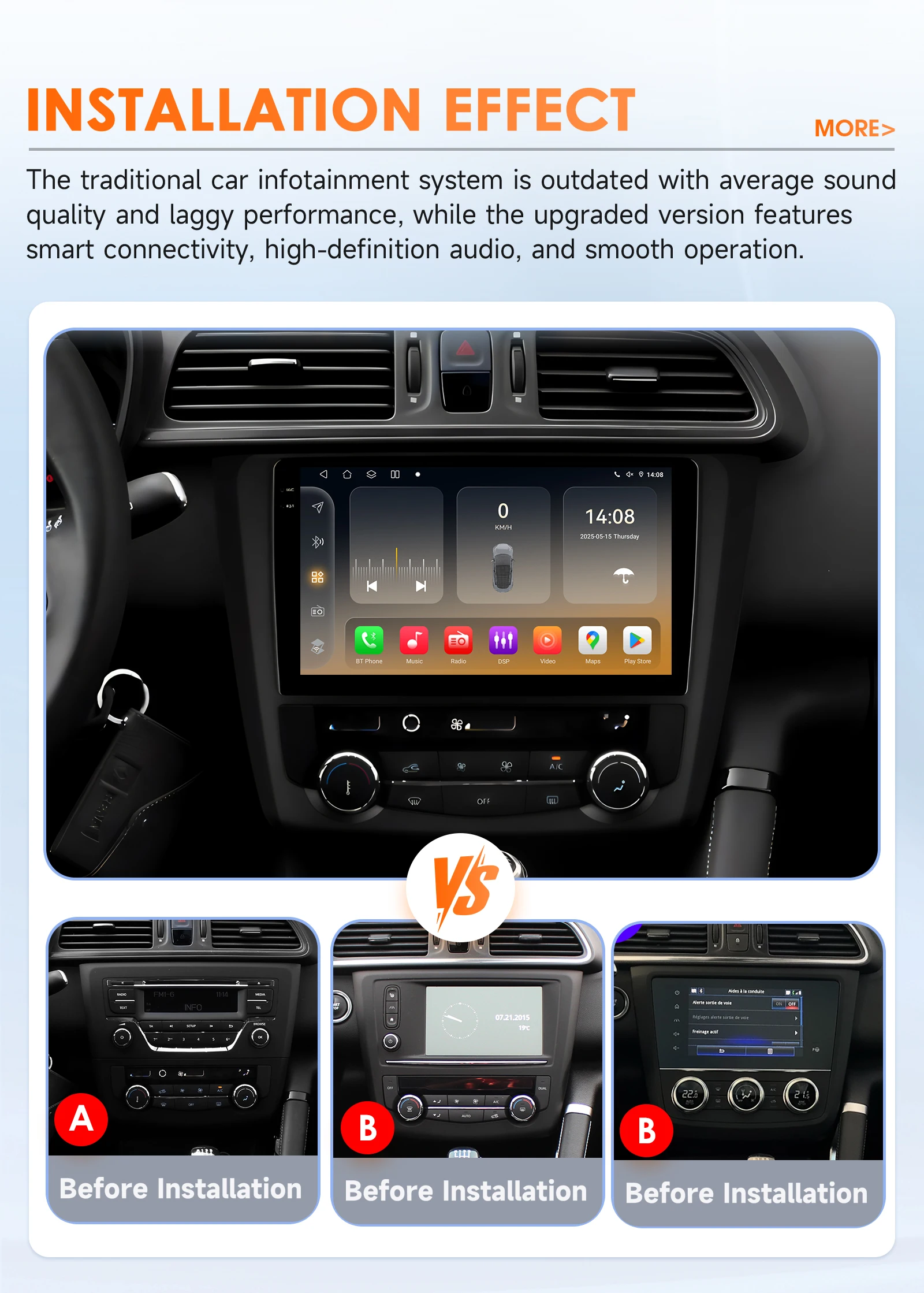 Hizpo 2 Din Android 14 Auto-Multimedia-Player für Renault Kadjar 2015–2019 GPS Carplay 4G AI Intelligenter Bildschirm Autoradio WIFI FM – Detail 5