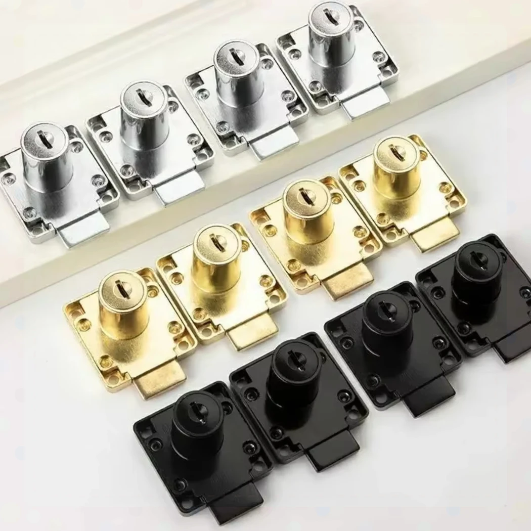 Hardware Steel Drawer Lock Desk Drawer Lock Wardrobe Locks Cabinet Locks Furniture Cabinet Locker with 2 Keys 1set