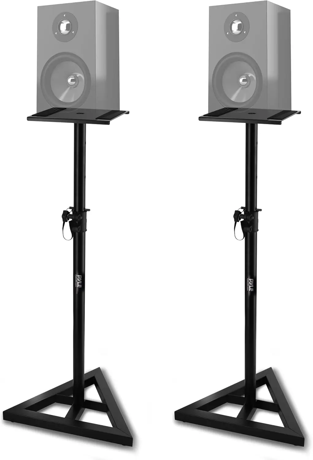

Adjustable Speaker Stand Pair with Telescoping Height from 26" to 52", Heavy-Duty Triangle Base and Non-Slip Platform, Black