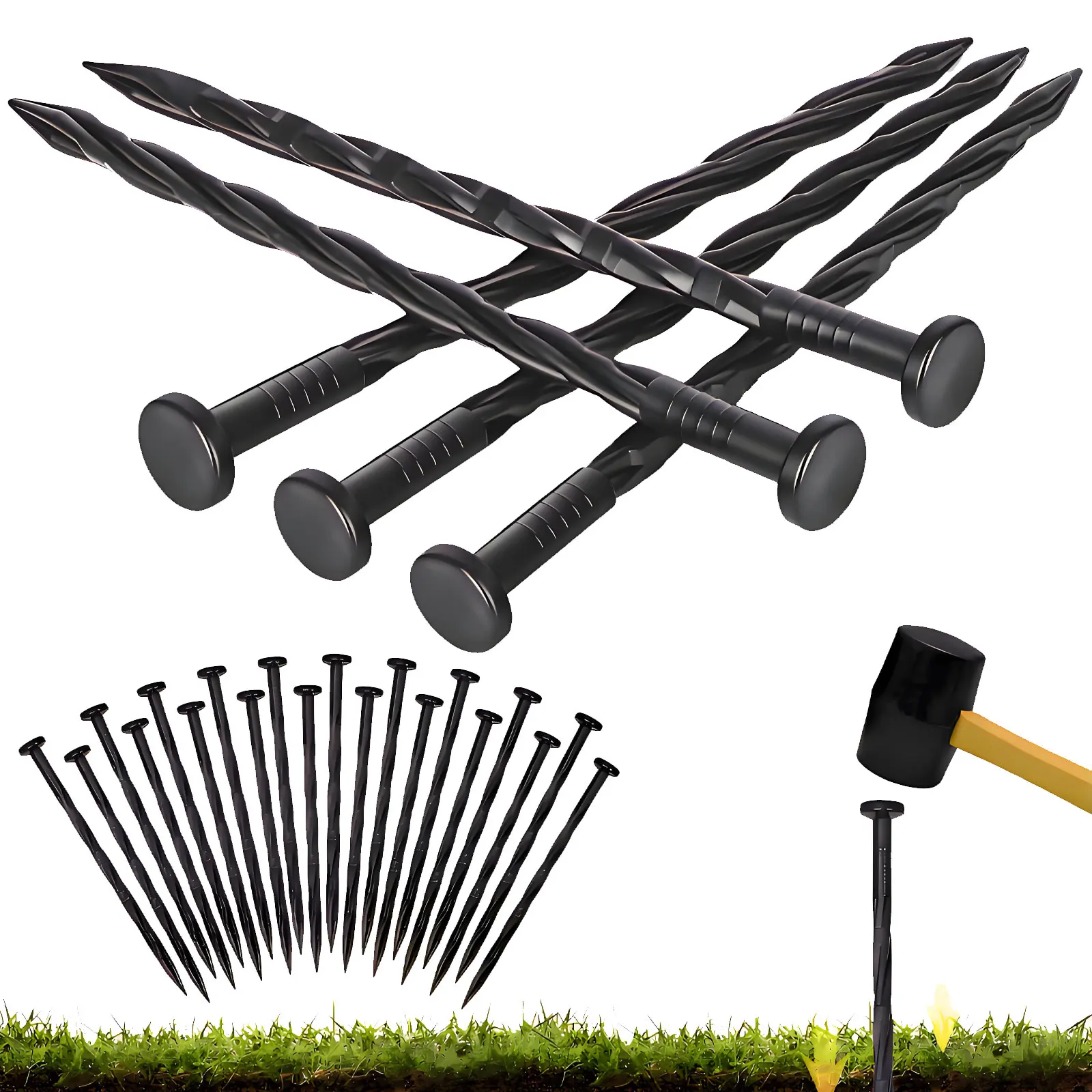 50/100pcs Plastic Lawn Stakes Landscaping Anchoring Spikes Garden Netting Ground Stake for Paver Edging Weed Barriers Turf House