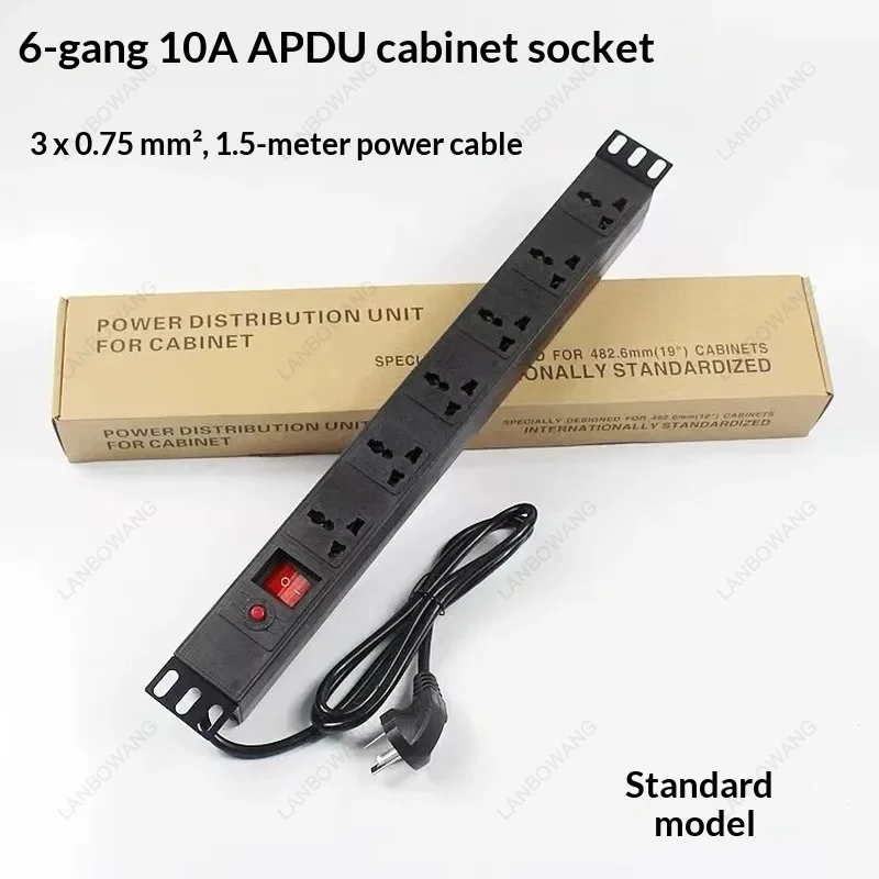 PDU Power Strip 6 8 10 Position Cabinet Socket 10A Power Distributor Overload Switch Lightning Protection Patch Panel Rack