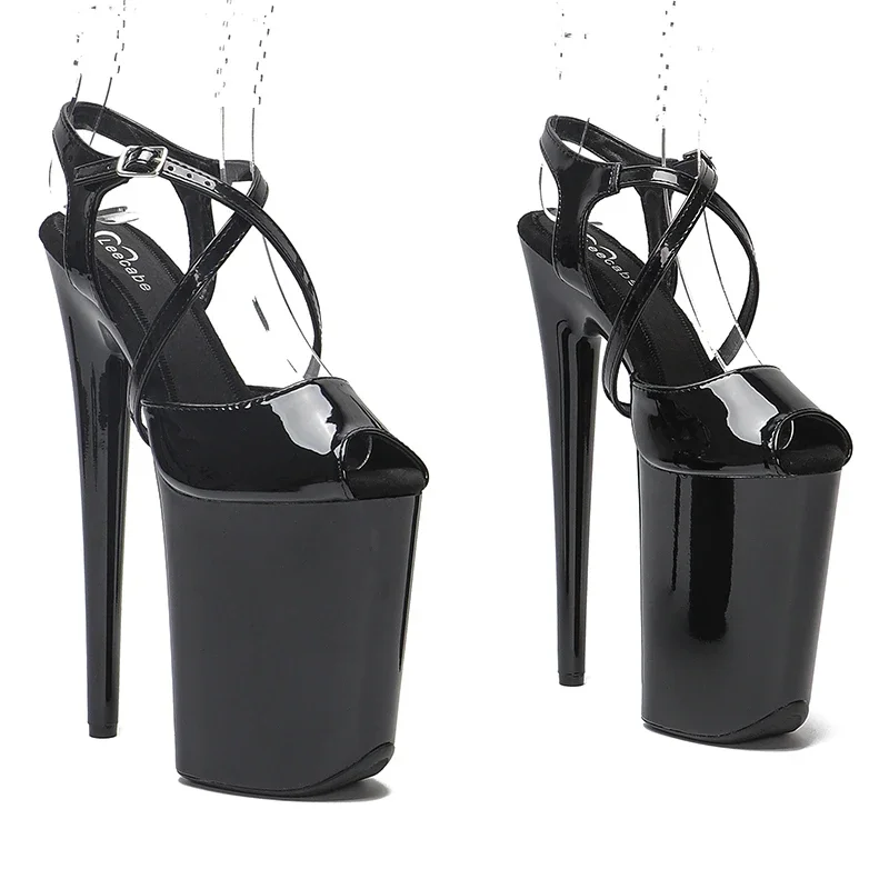

Leecabe 23CM / 9inches Patent PU fashion Platform High Heels Sandals stripper heel Pole Dance shoes