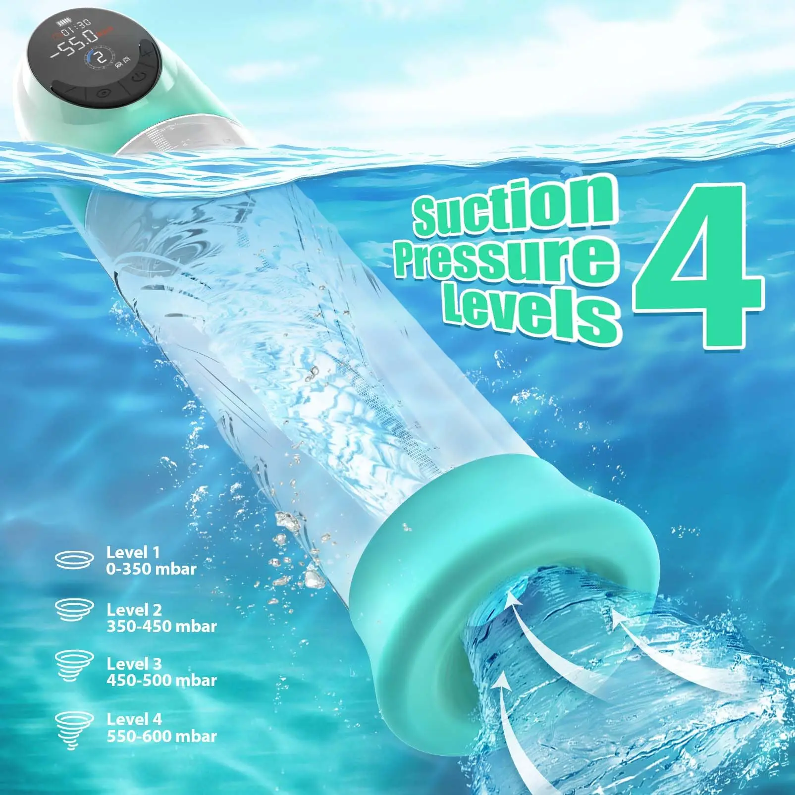 Electric Penis Pump, Adult Sex Toys Dick Enlarger for Men Erection, Air Water Extender Erotic Machine Set