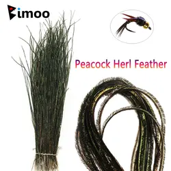 Bimoo 2Packs 10 ~ 18Cm Natuurlijke Pauw Herl Feather Droog Nat Nimfen Streamers Fly Koppelverkoop Materiaal Forel Vissen lokt Koppelverkoop Materiaal