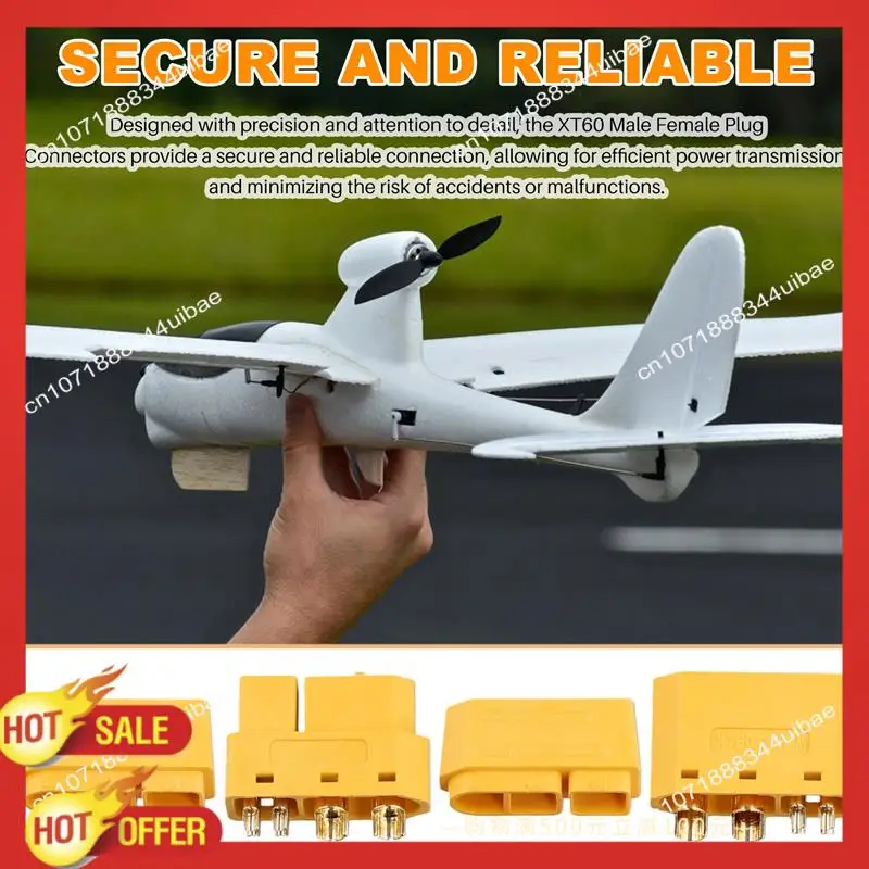 B47C 5Pair XT60 (2+4) Male Female Plug Connector With Signal Pin And Sheath Solder Wire Accessories For RC Model Airplane