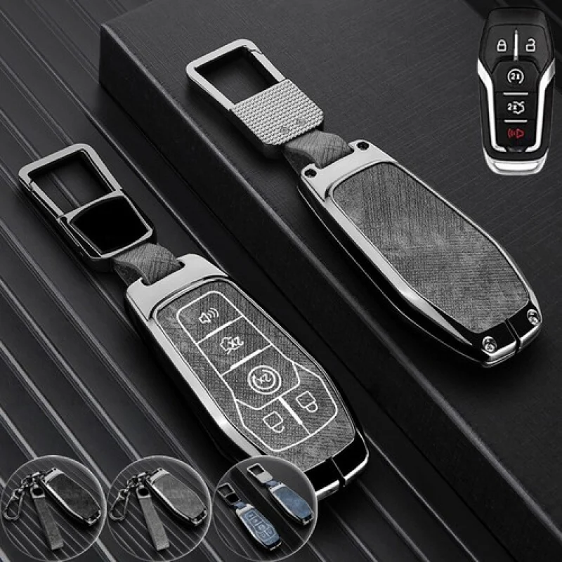 

Кожаный чехол для ключей от автомобиля A + из цинкового сплава с брелком для Lincoln MKX MKZ MKC