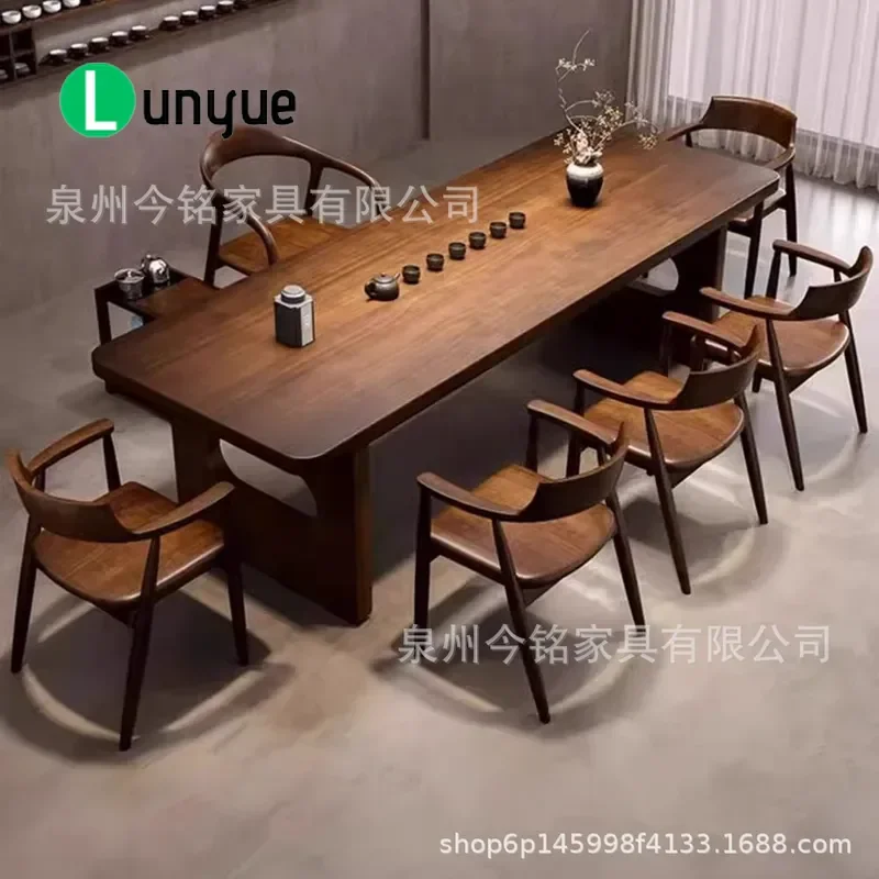 New Chinese Style Solid Wood Tea Table and Chair Set Living Room Office Furniture Full Combo Durable Elegant Design