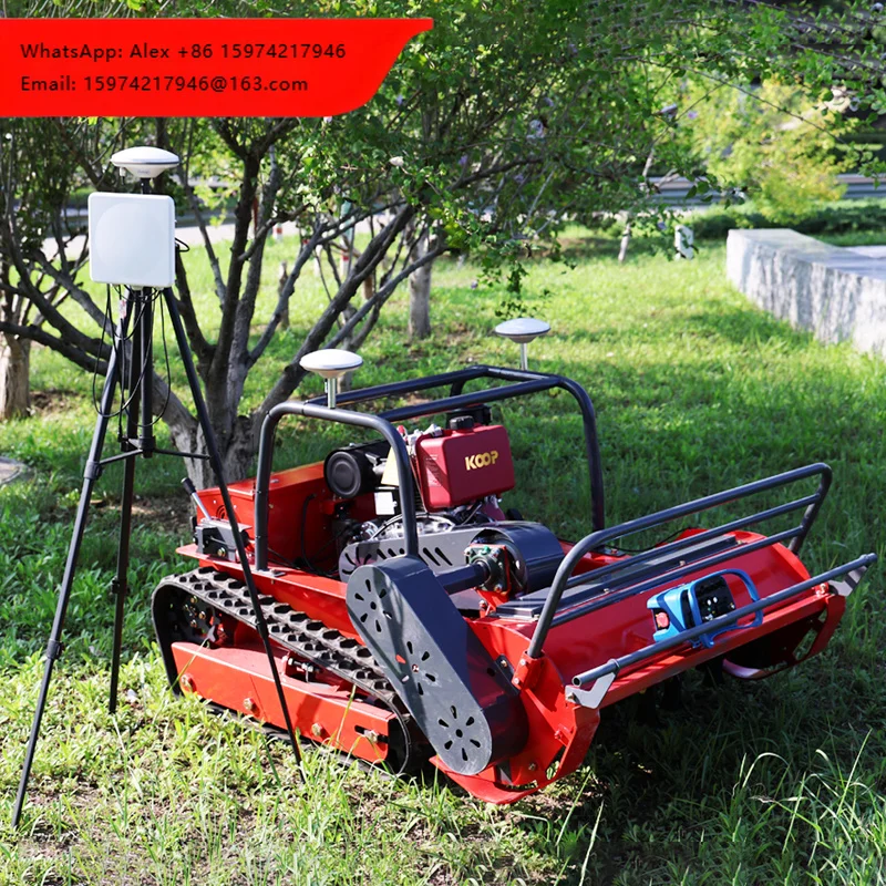 

Factory GPS Hot Selling Remote Control Tracked Lawn Mini Robot Brushless Motor Power 850W Flail Mower