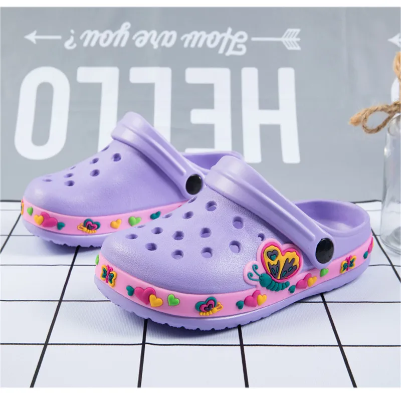 Child Sandals Anti Skid Slipper Summer Hole Shoes Rubber Kids Unicorn Dinosaur Garden Shoes Beach Flat Sandals Slippers