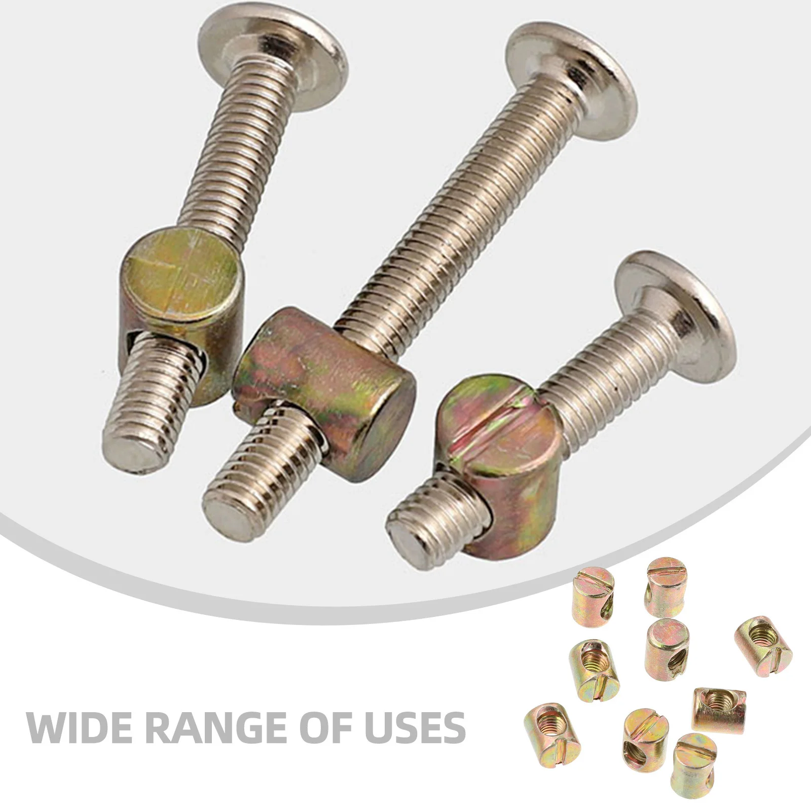 

55Pcs Slotted Barrel Nuts Cross Dowel Steel Joiners for Crib Chair Bed Construction Hard Anti-Rust Right Angle Joint Hardware