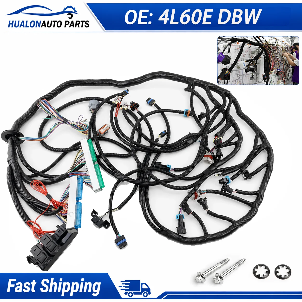 Arnés de cableado de motor independiente 4L60E DBW para motores LS3 VORTEC 4.8L 5.3L 6.0L de 2003-2007, arnés de cableado para conversión Drive by Wire LS