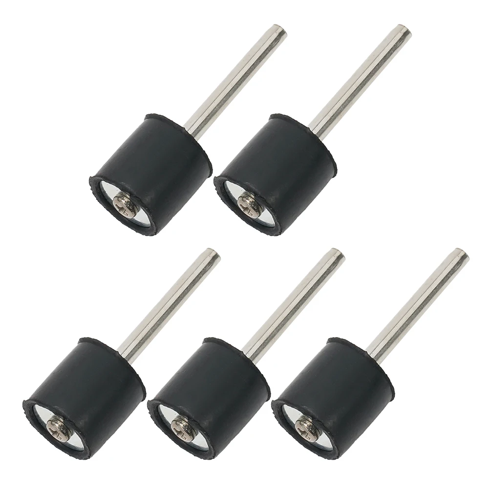 5Pcs Sanding Mandrels Hard Woods Shape Rubber Shank Mandrels 0.39inch 3.17mm Abrasive Tools Black Drum Sanding Kit