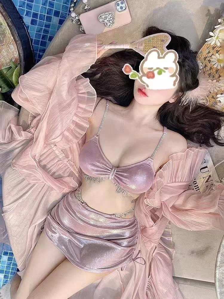 Costume da bagno sexy a T Set bikini imbottito da donna per sorgenti termali Soaking Advanced Beach Vaion Sli Sports Fitn Fan...