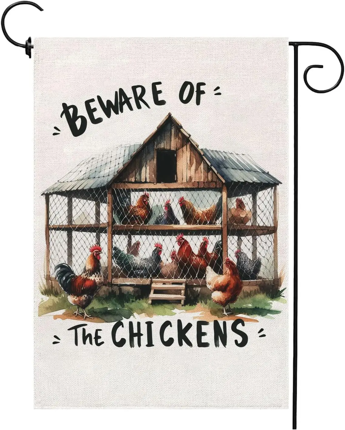 Farm Life Flag, Welcome Garden Yard Flag, Be Ware of The Chicken, Decoration for Outside Flag, Vertical Double Side 12x18 In zzo