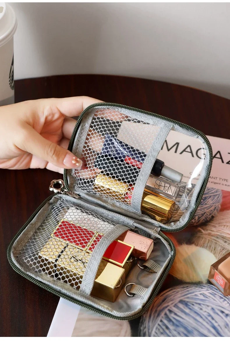 NEUE Tragbare Transparente Lippenstift-Tasche Kosmetik-Organizer Reise-Bluetooth-Kopfhörer Ladekabel-Etui – Detail 12