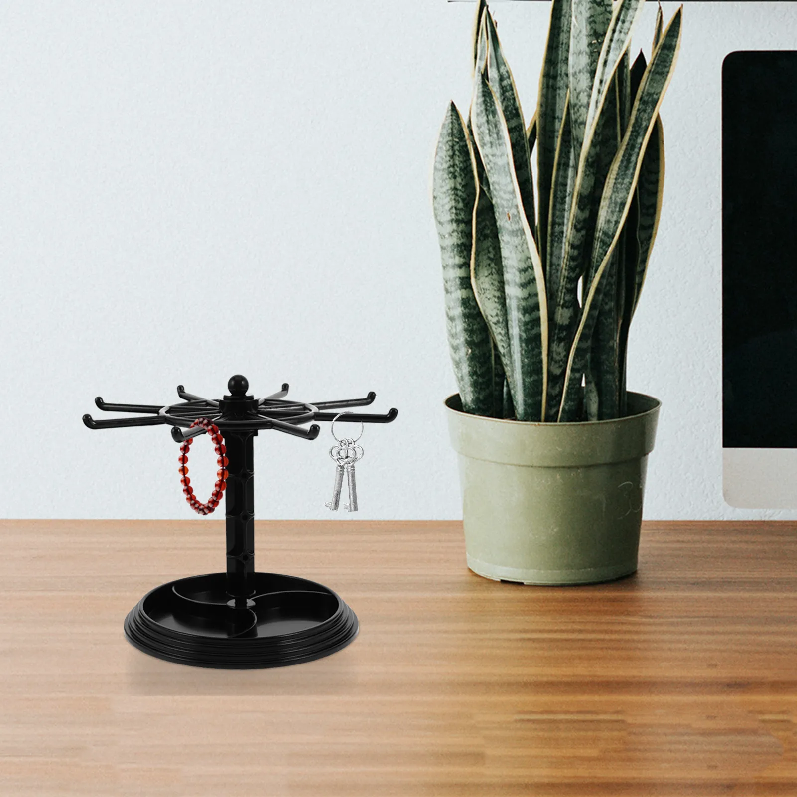 

Compact Rotating Jewelry Display Stand Black Keychain Holder Earring Necklace Bracelet Organizer Table Display Rack for Vendors