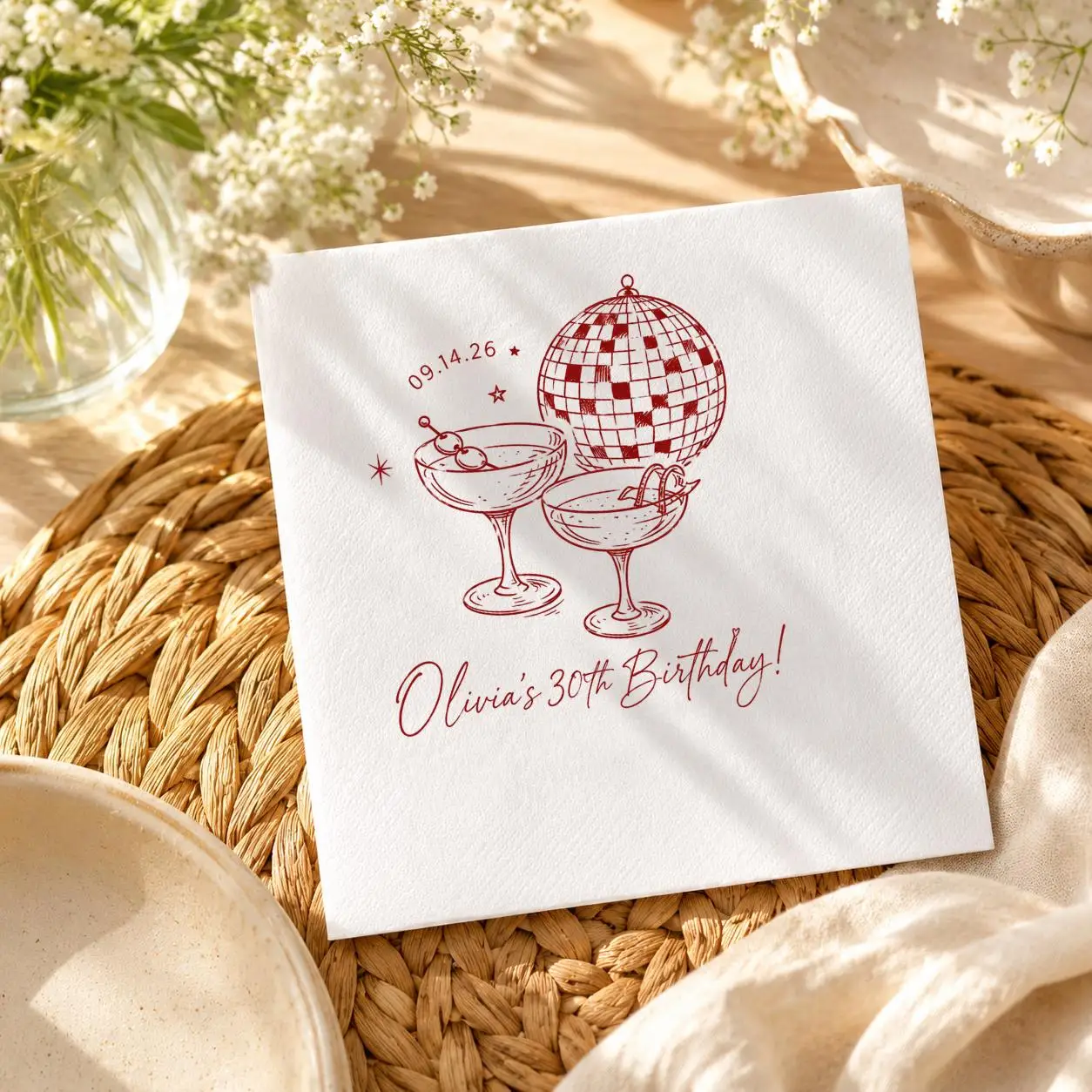 Anpassbare Personalisierte Geburtstagsservietten, Geburtstags-Disco-Servietten, Happy Birthday-Servietten