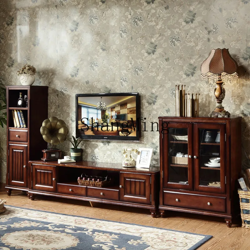 

ZYY solid wood TV high and low cabinet combination household living room furniture storage listening cabinet