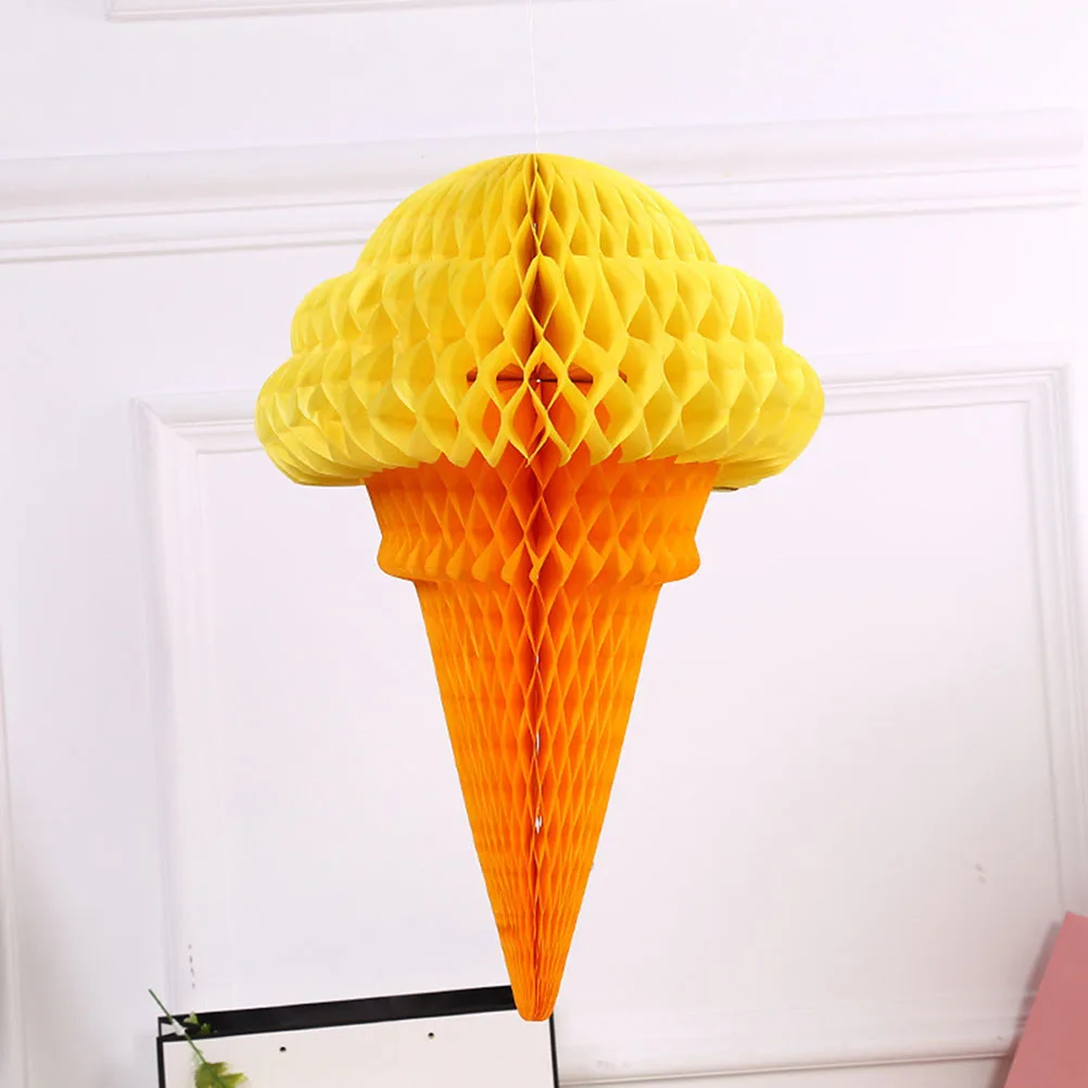 

3Pcs Ice Cream Decoration Ball Cute Hanging Pendant for Party Wedding Birthday Festival Carnivals Tissue Honeycomb Decor