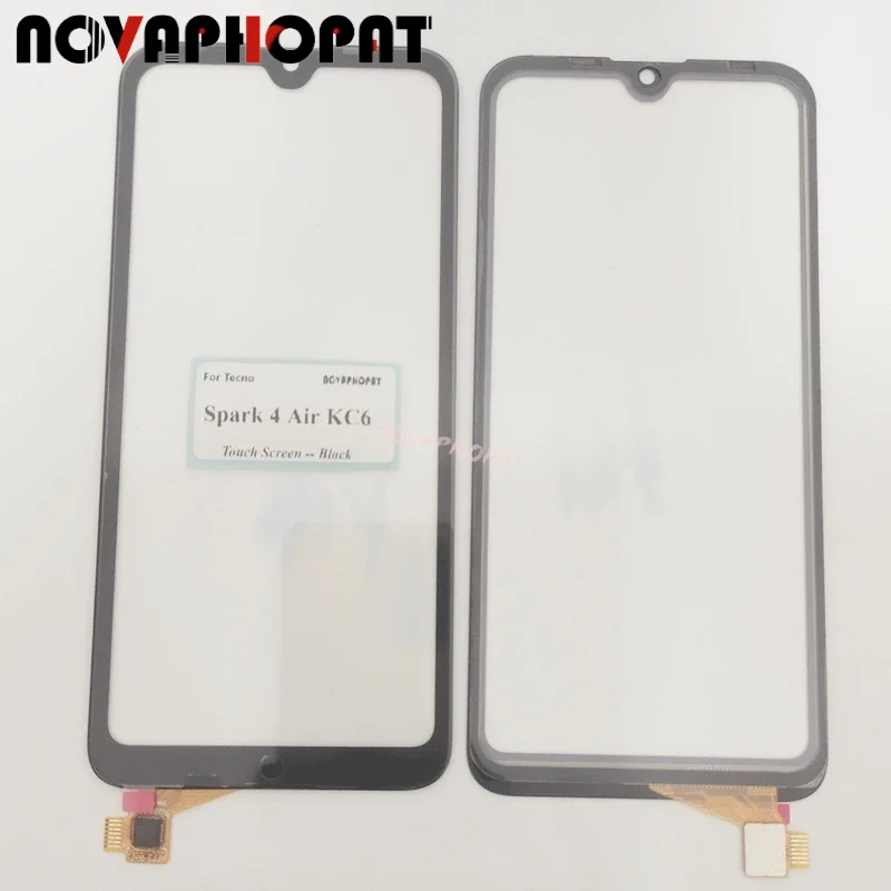 Novaphopat протестированный черный датчик для Tecno Spark 4 Air KC6 KC1J сенсорный экран дигитайзер Переднее стекло объектив панель экран Замена