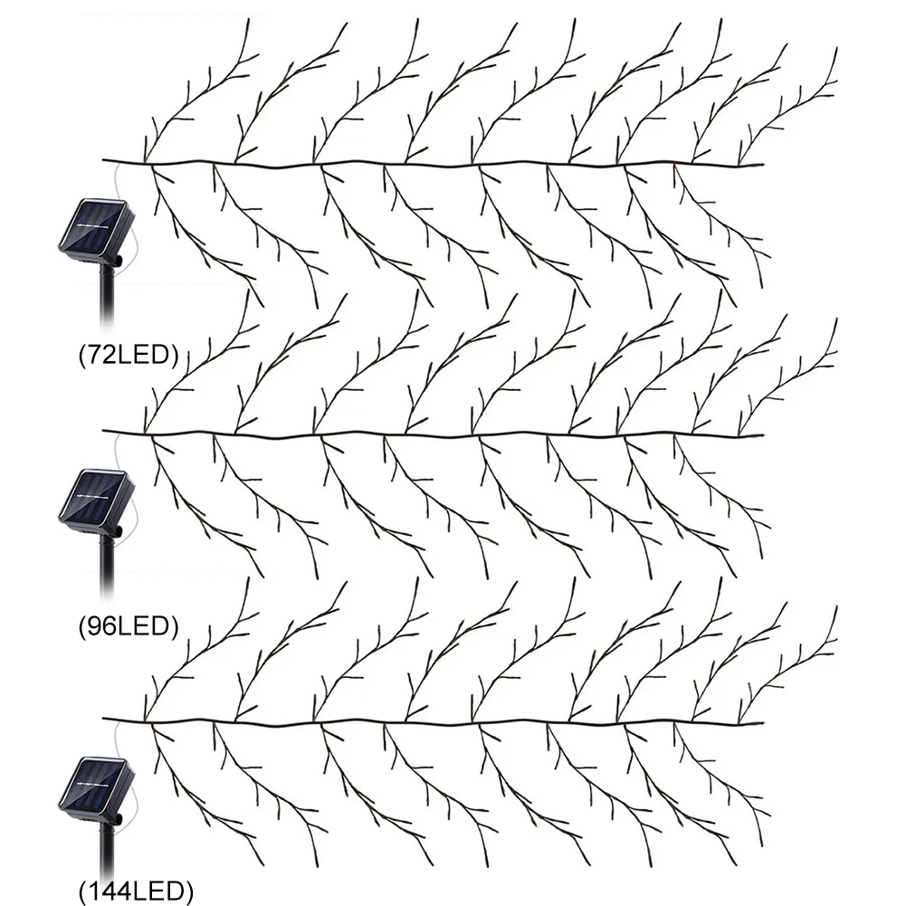 72/96/144 LED Solar Willow Vine Light 8 Light Modes Tree Branches Light Willow Vine Fairy Light for Outdoor Wall Porch Garden