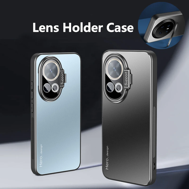 

For Huawei Nova 13 12 Pro Case Invisible Metal Holder Camera Bracket Buckle with Lens Film Magnetic Frosted Back Phone Cover