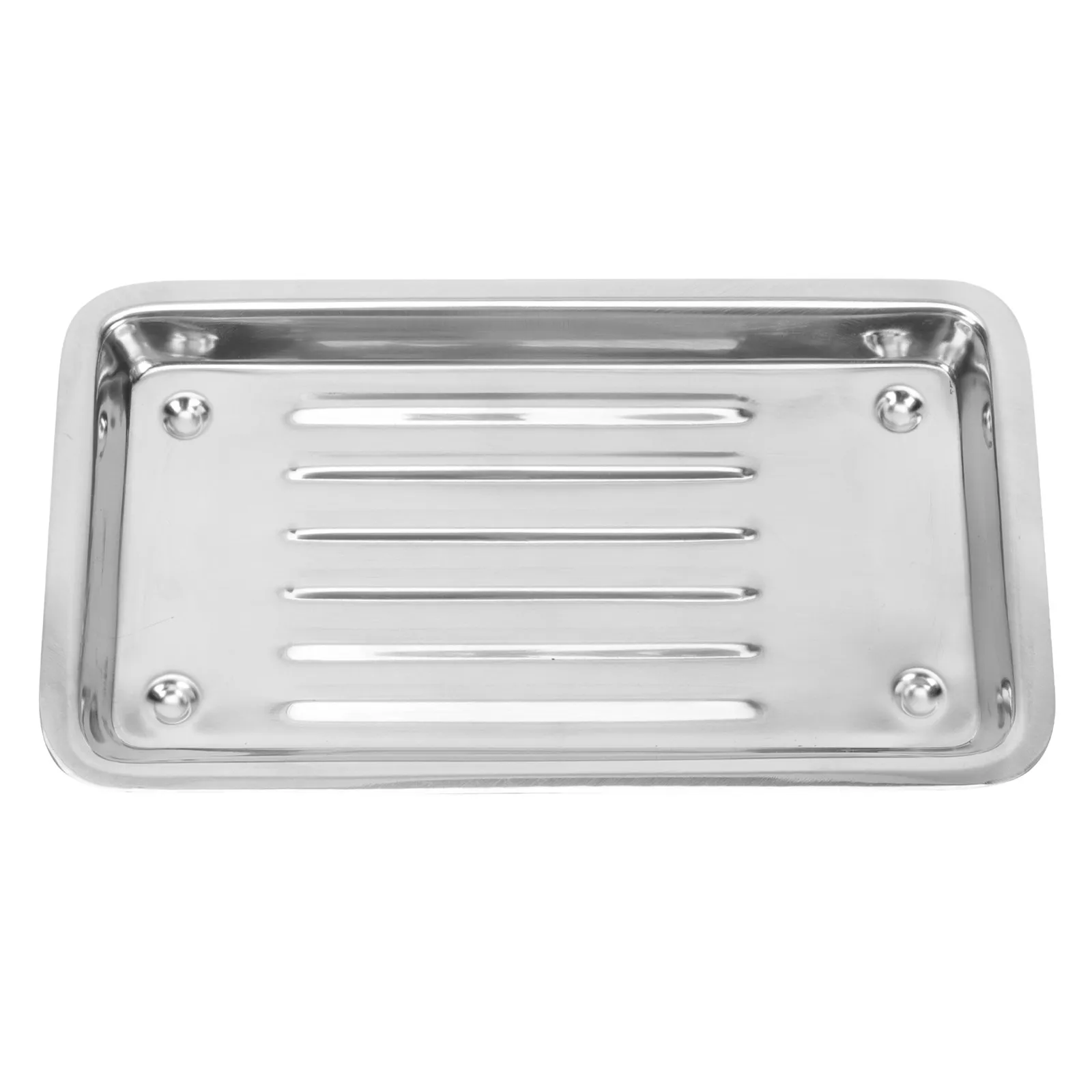 1Pcs Stainless Steel Disinfection Tray Heavy-Duty Polished Smooth Surface Spill-Proof Lip Versatile Dental Laboratory