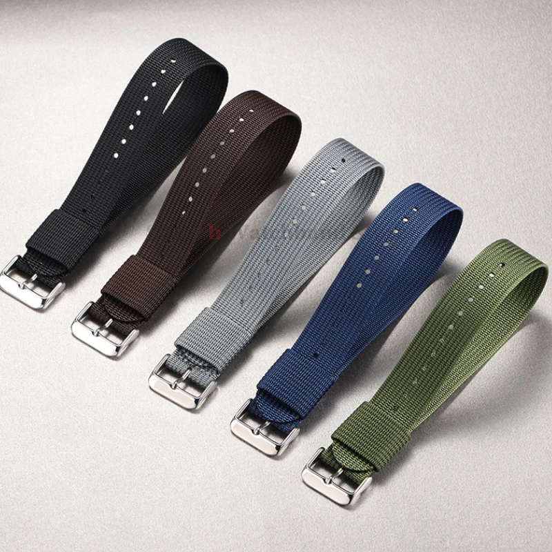 18mm 20mm 22mm ミリタリーリブストラップ セイコー スポーツナイロンバンド Huawei Watch GT5/4/3用 ファブリックウォッチバンド Samsung Galaxy用