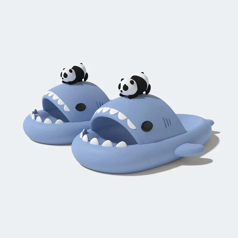 2024 Cute Panda DIY Shark kapcie kobiety mężczyźni letnie buty na platformie 4cm gruba podeszwa antypoślizgowe pary kryty łazienka slajdy plażowe