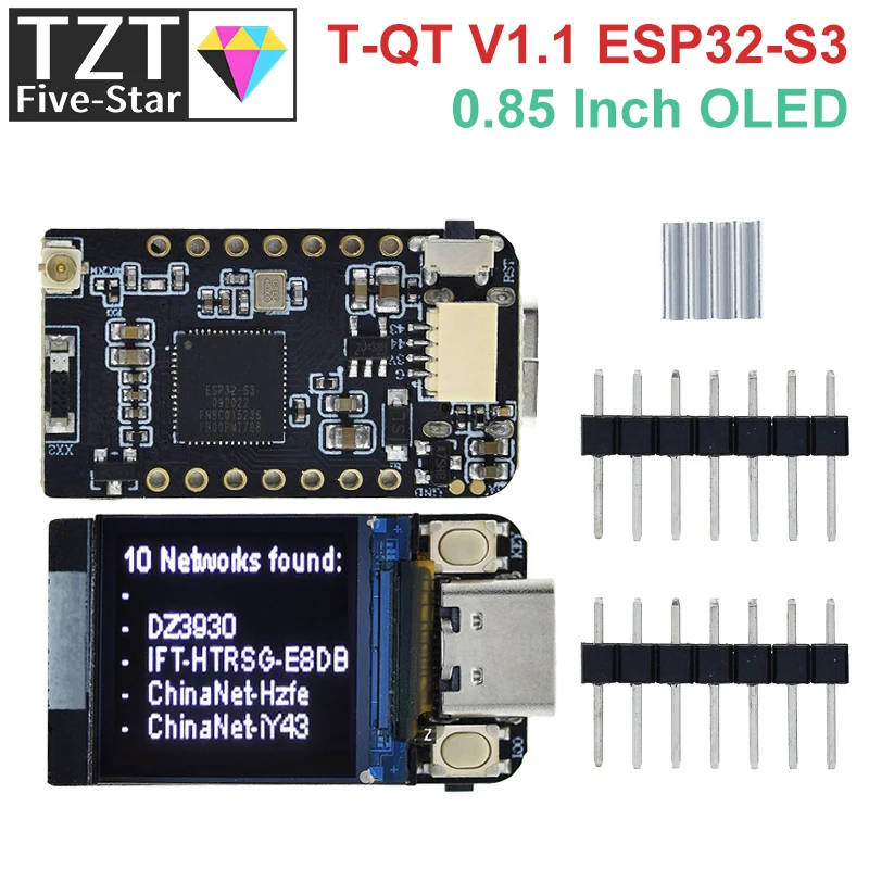 T-QT V1.1 ESP32-S3 GC9107 0.85 Inch LCD Display Module Development Board WIFI Bluetooth Full Color IPS 128*128 Screen