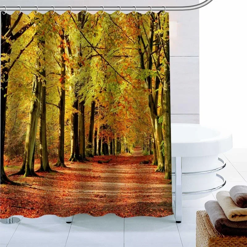 Modern Forests Trees Shower Curtain Palm Decor Waterproof Polyester Fabric Bath Curtain 180X180cm Eco-friendly Bathroom Curtain