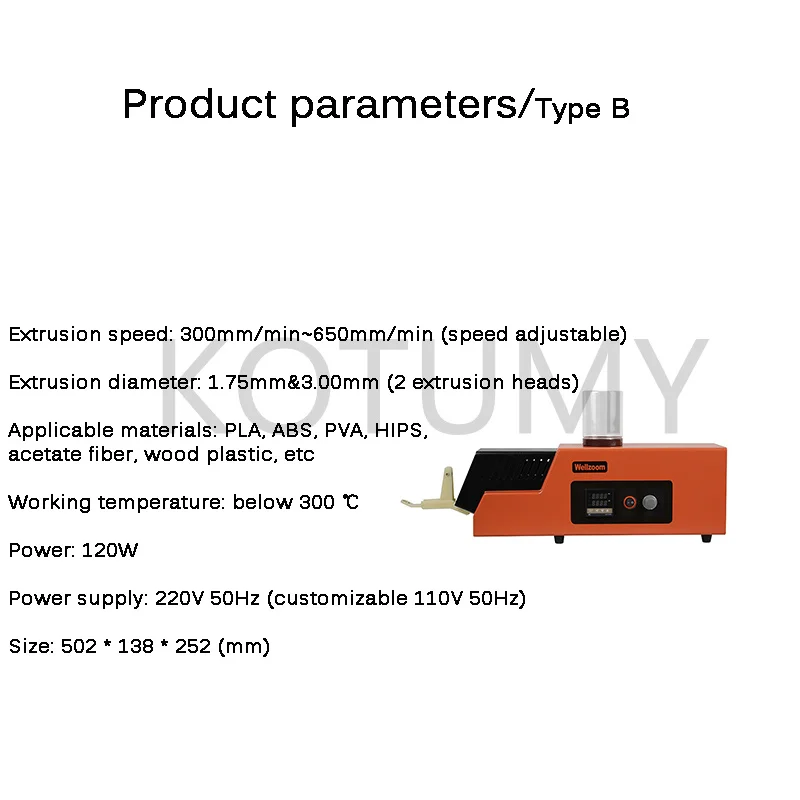 3D Filament Extruder Machine 3D Filament Maker Desktop 3D Printing Consumables Extruder 1.75mm 3mm Speed Adjust+able REX-C100