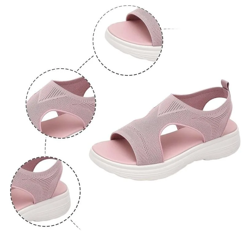 

Новые женские сандалии на платформе с сеткой и стразами, летние дизайнерские повседневные сандалии на танкетке с открытым носком для пляжа и вечеринок, 2026 год