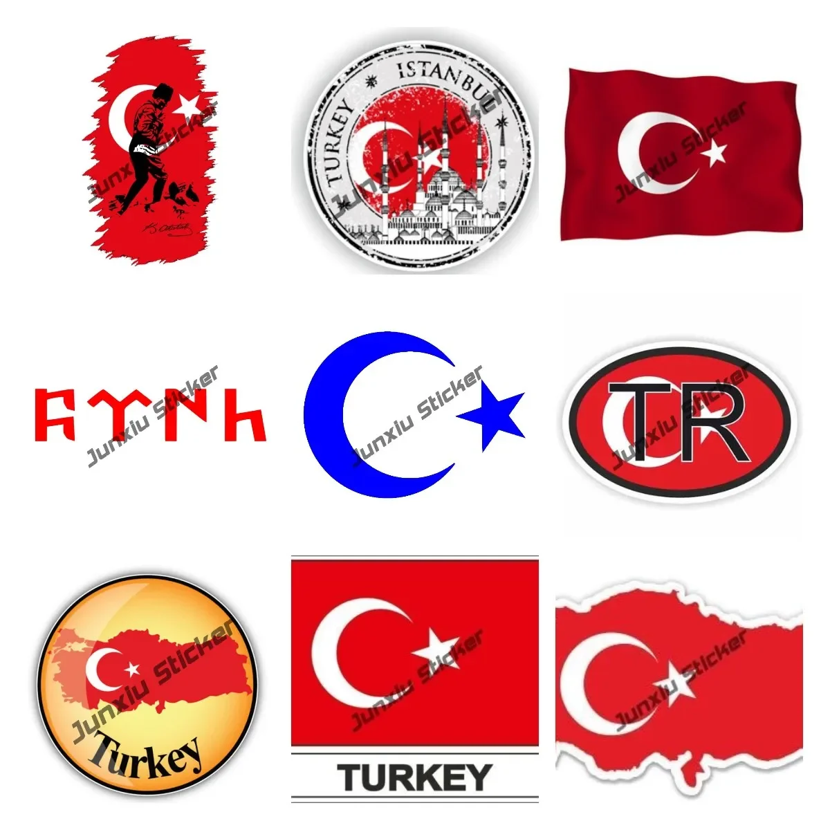 

Turkey Map Flag Country Shape Vinyl Sticker Waterproof Decal Turkey Istanbul Motorcycle Body Sunscreen Anti-UV Decal Accessories