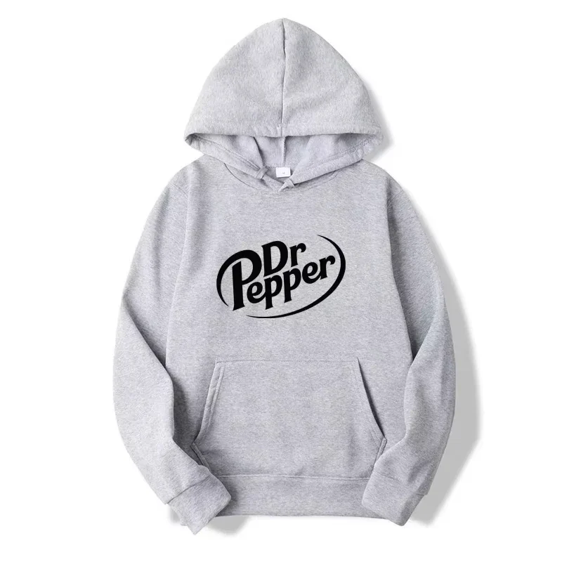 2025 Autumn Warm Dr Pepper Letter Printed Hoodies Street Men Fashion Fleece Sweatshirts Casual Unisex Pullover Tops Fashion Tre
