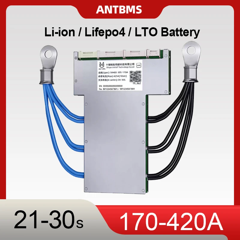SMART ANT BMS 21S-30S 170A 72-96V BMS for Li-ion LTO LiFePo4 RS485 WITH BT UART APP FOR Energy Storage DIY Powerwall Golf Cart