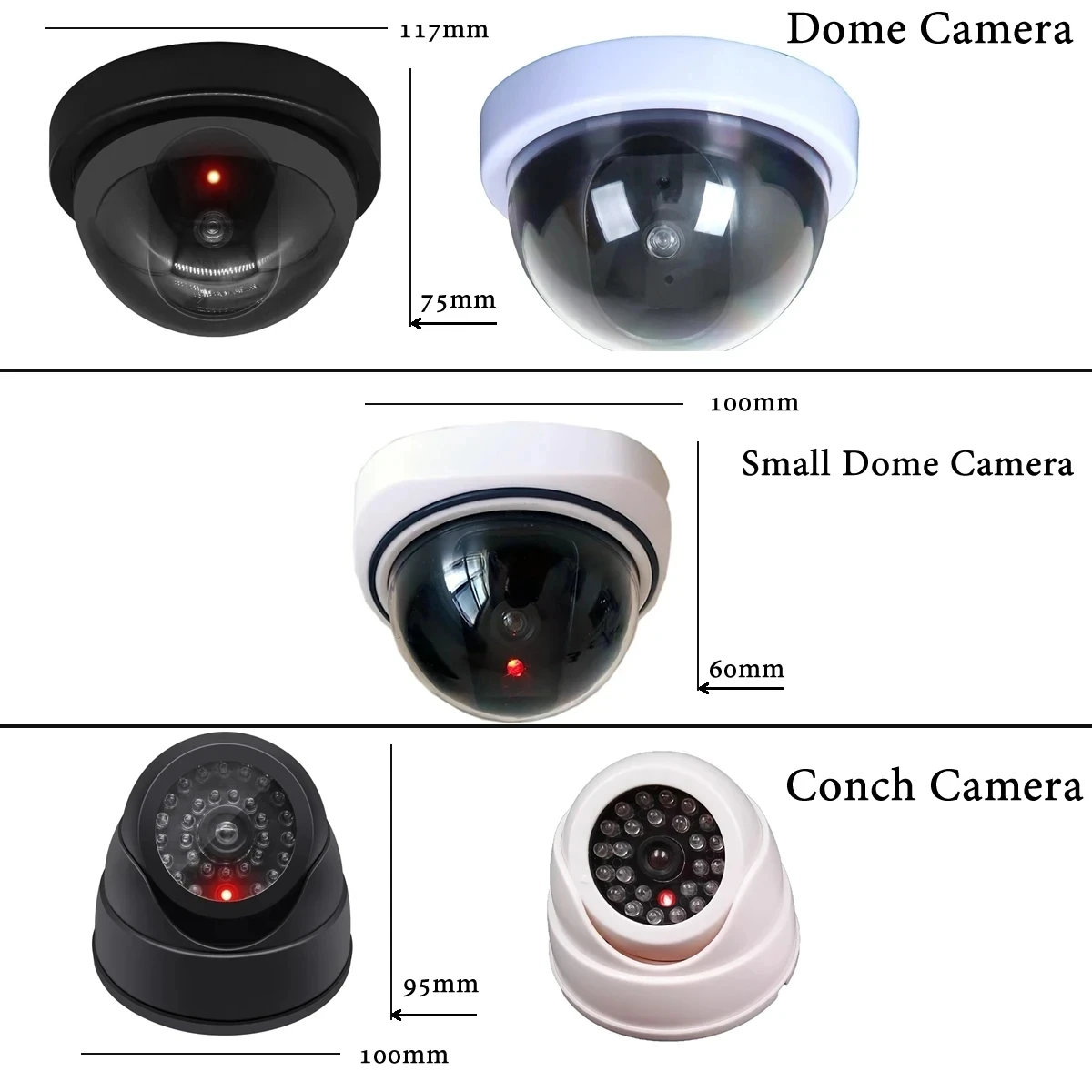 New Creative Fake CCTV Security Camera Black/White Dummy Conch Camera Red Flashing LED Light Home Office Surveillance Security